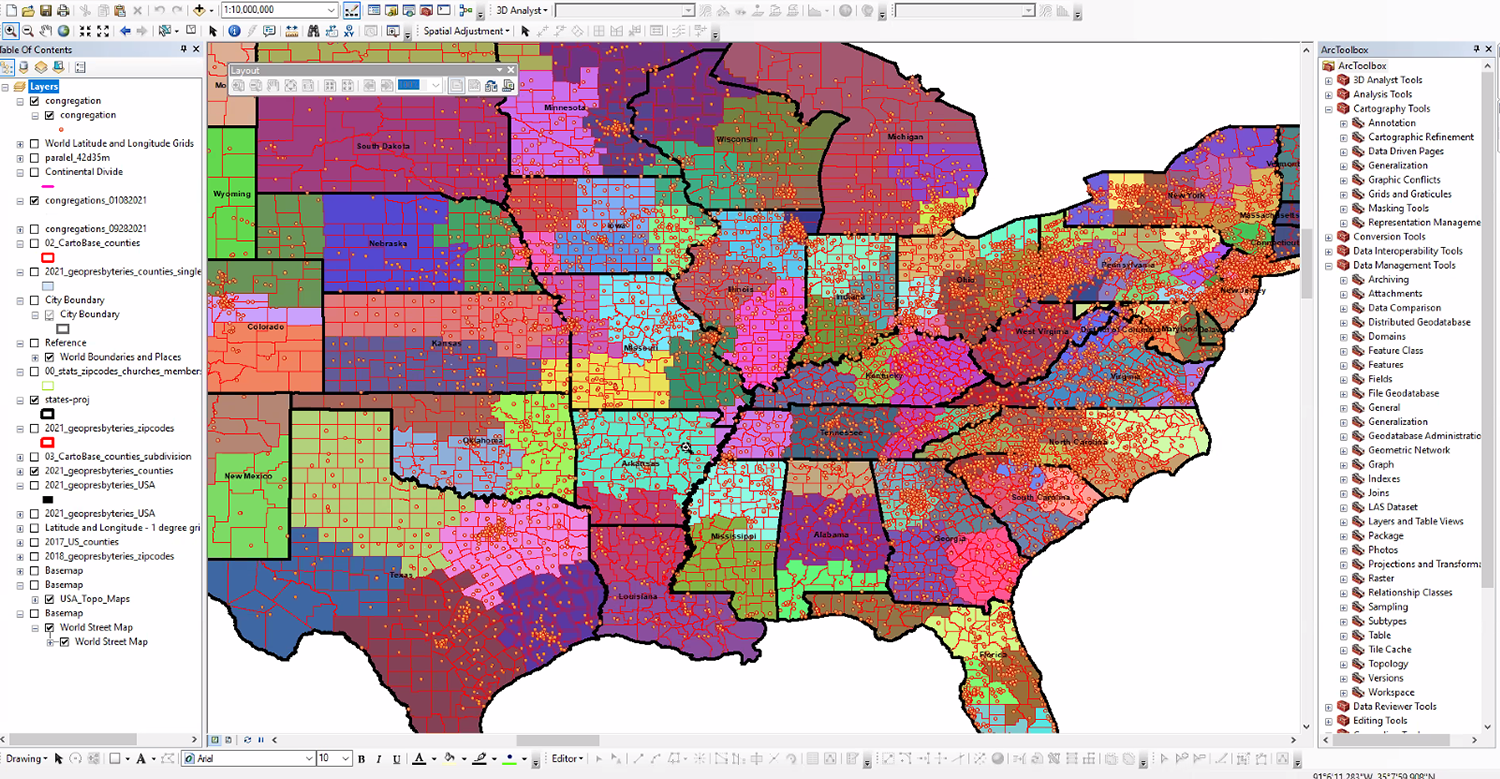 ArcGIS desktop view of mid council map, per slide.