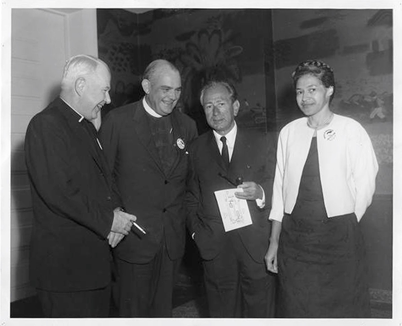 John F. Cronin, Eugene Carson Blake, Joachim Prinz and Rosa Parks, 1963. From the Religion News Service Photographs Digital Collection at the PHS.