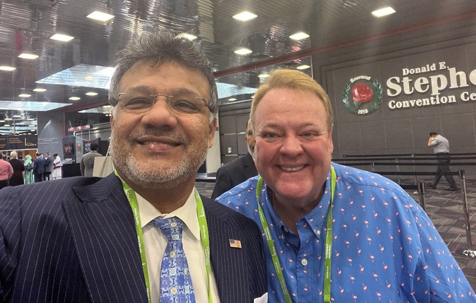 Azhar Azeez, former ISNA President (left), with Scott Prouty at ISNA Convention, 2023.