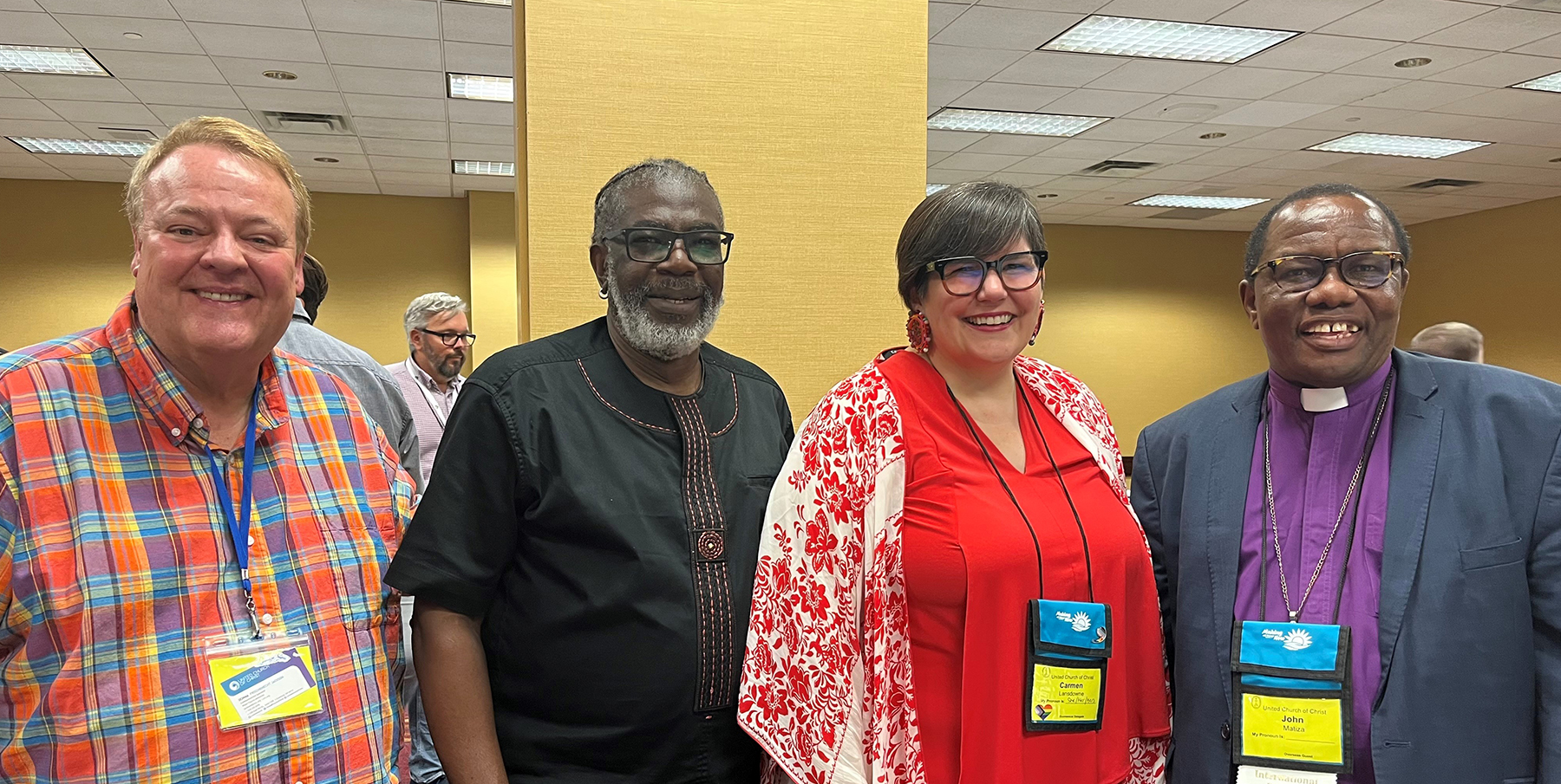 (left to right) Scott Prouty with 34th Annual General Synod attendees Michael Blair, Carmen Lansdowne and John Matiza, 2023. All photos courtesy of Scott Prouty.