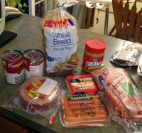 a collection of foods selected for the food stamp challenge