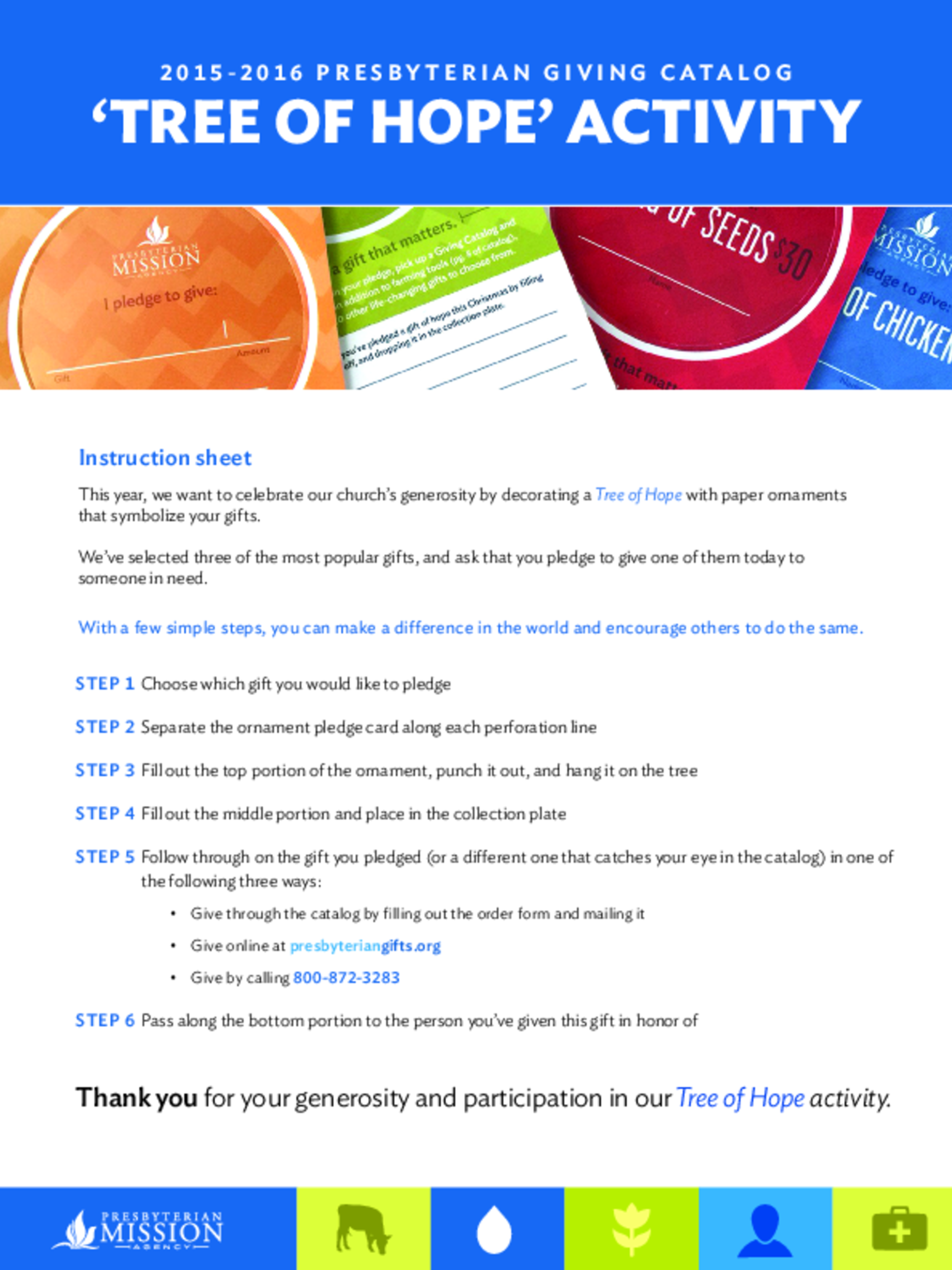 Giving Catalog Tree of Hope Activity Sheet Presbyterian Church (U.S.A.)