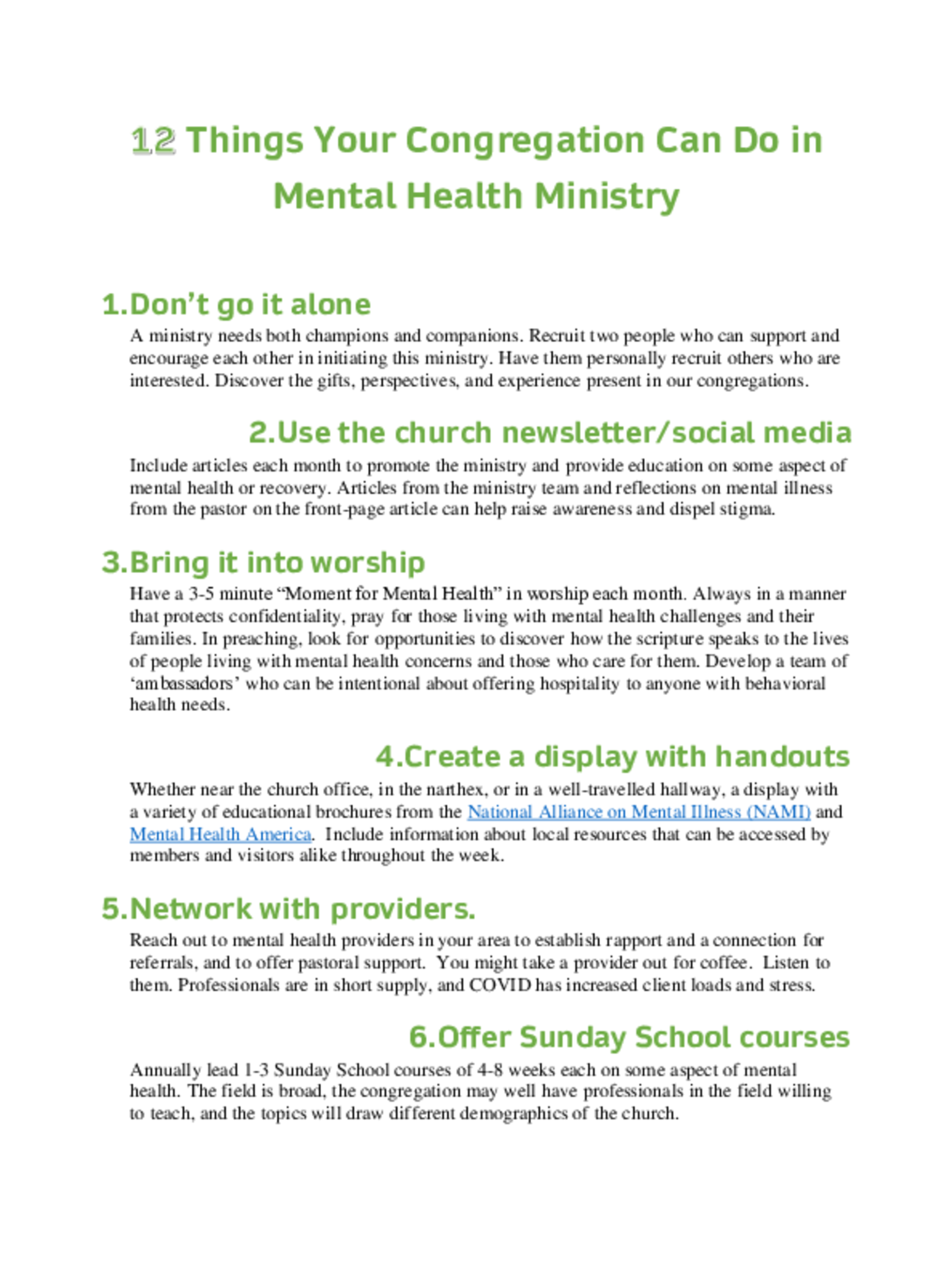 12 Things Your Congregation Can Do in Mental Health Ministry ...