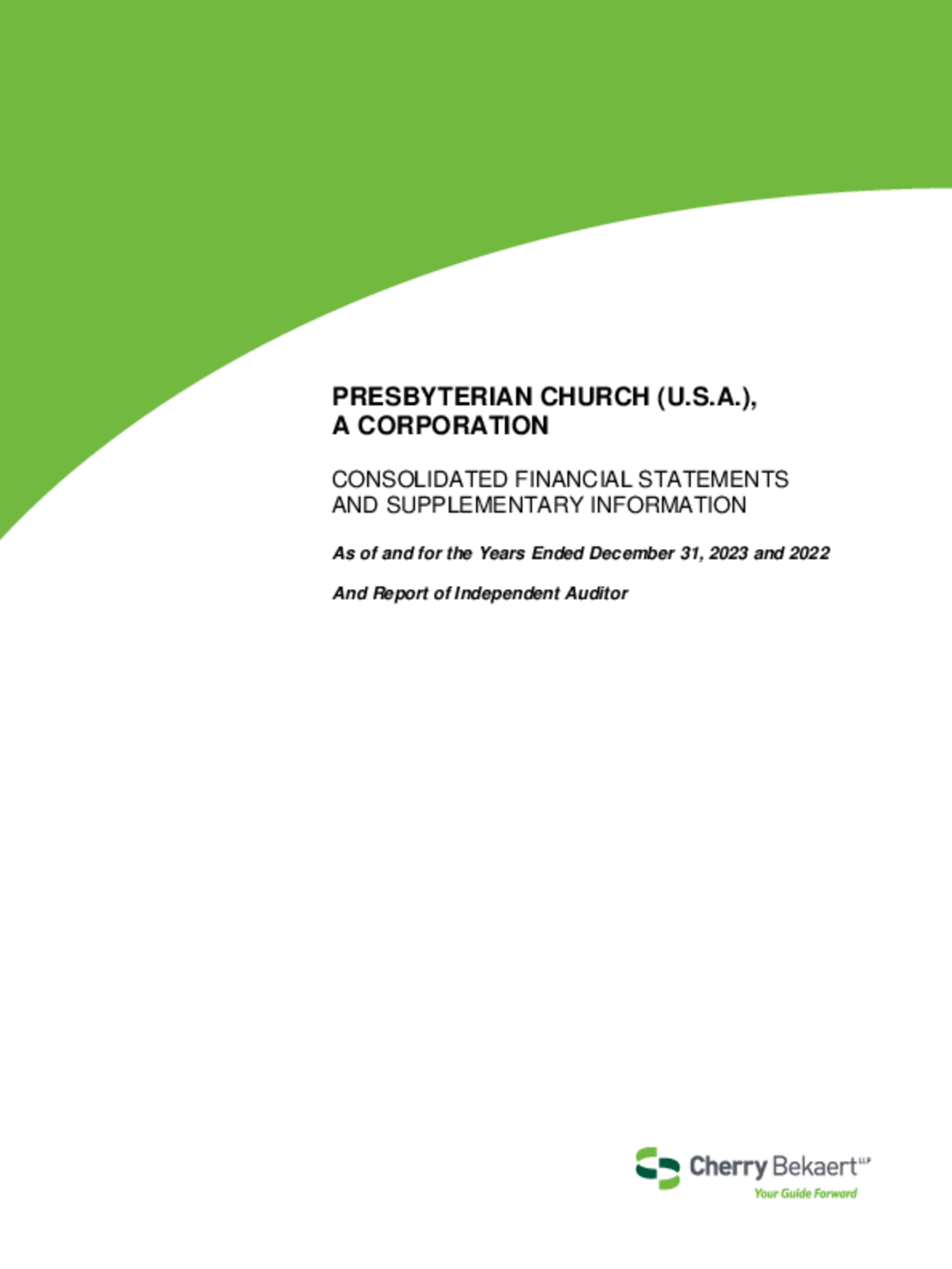 2023 Final Audit Presbyterian Church (U.S.A.), A Corporation