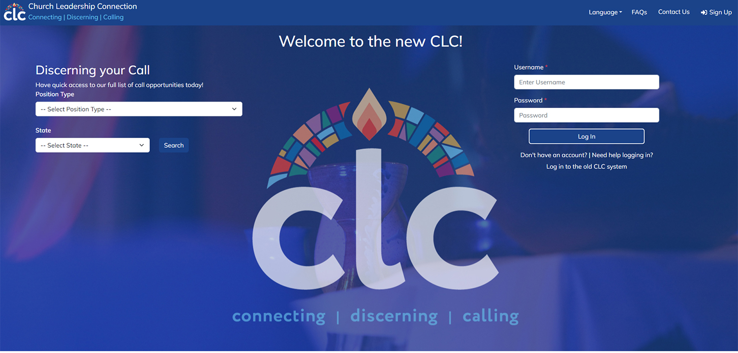 Landing page, clc.pcusa.org, June 2023..